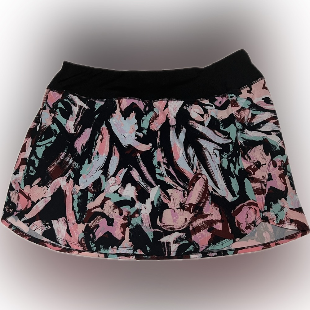Women's Zelos Floral Woven Skort Size XL Black/Peach/Teal/White.